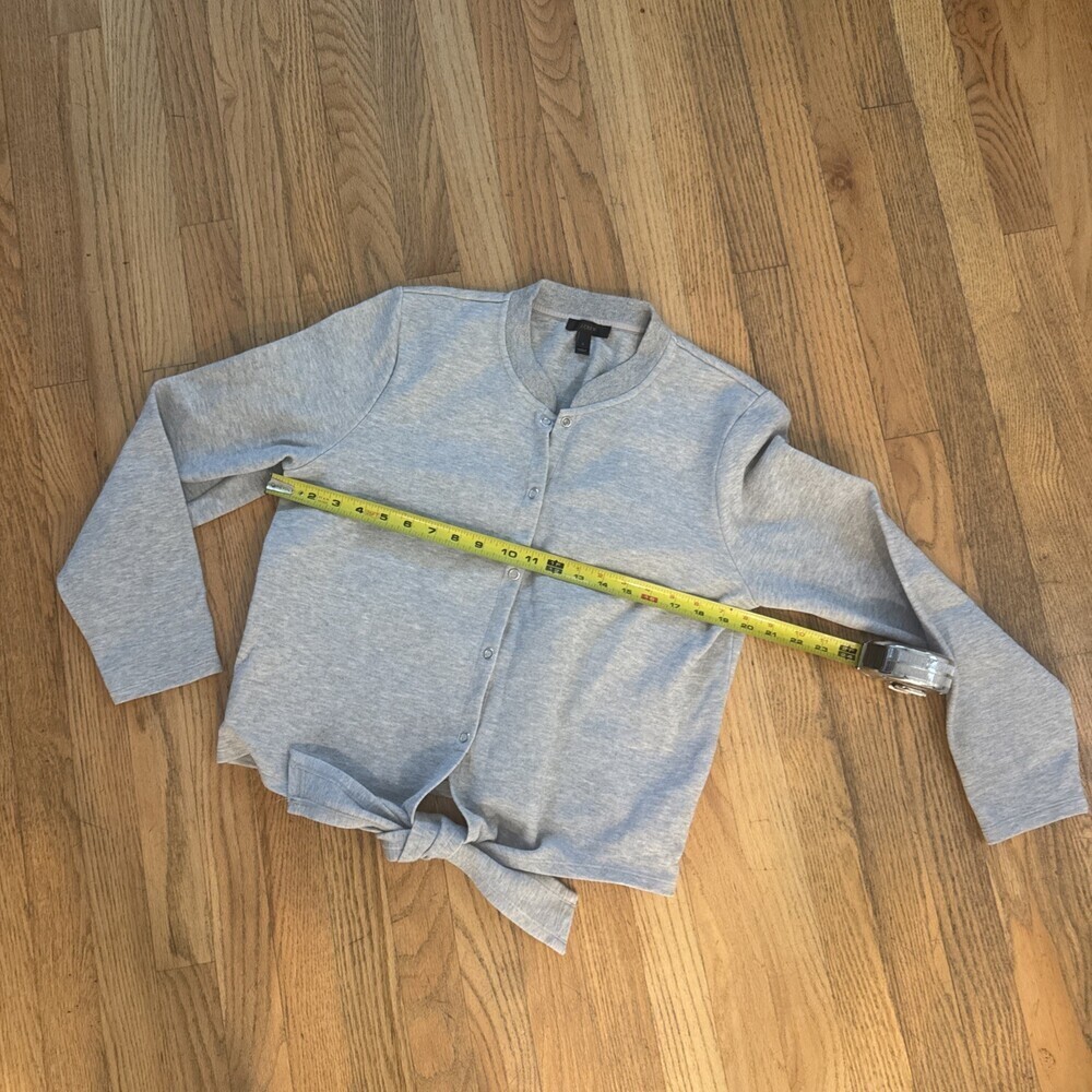 J.Crew Jacket Tie Front Cardigan Sweater Snap Long Sleeve Shirt Gray Women Large - Picture 9 of 10